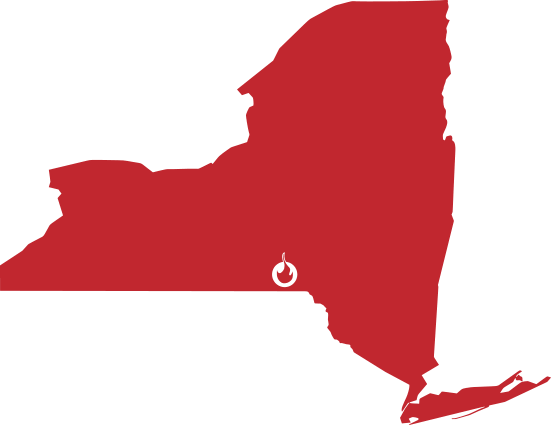 New York State with Binghamton HOTS marker